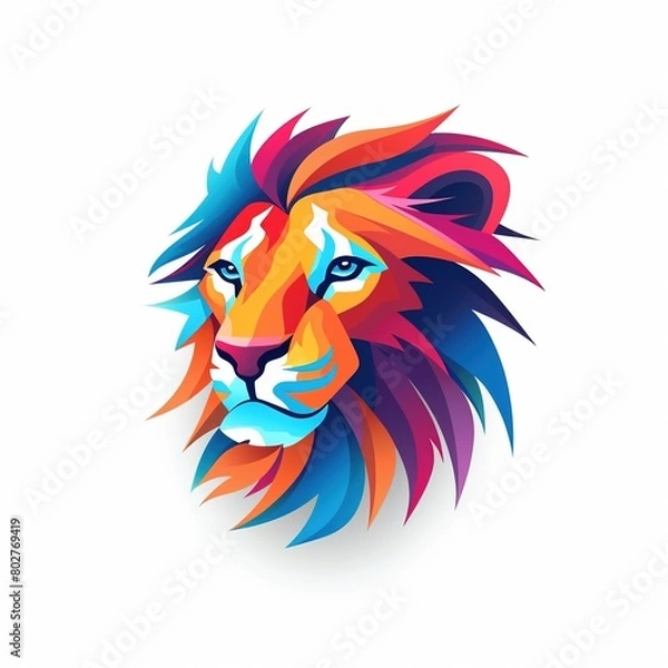 Fototapeta a lion head with a colourful mane of colours.