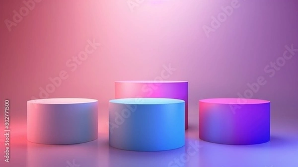 Fototapeta 3D vector podiums for product exhibitions, providing a dynamic stage for highlighting merchandise.