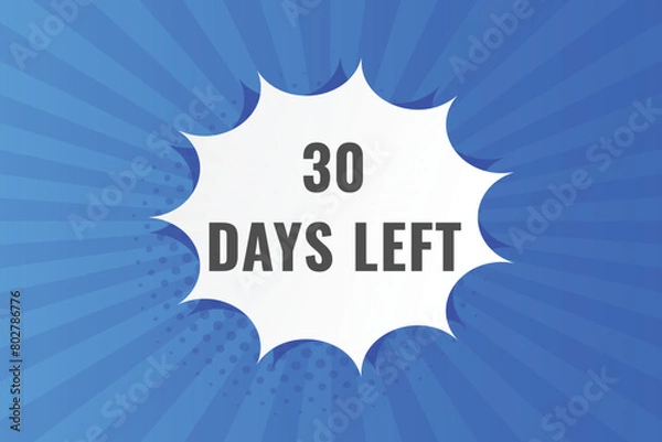 Obraz 30 days to go countdown template. 30 day Countdown left days banner design. 30 Days left countdown timer
