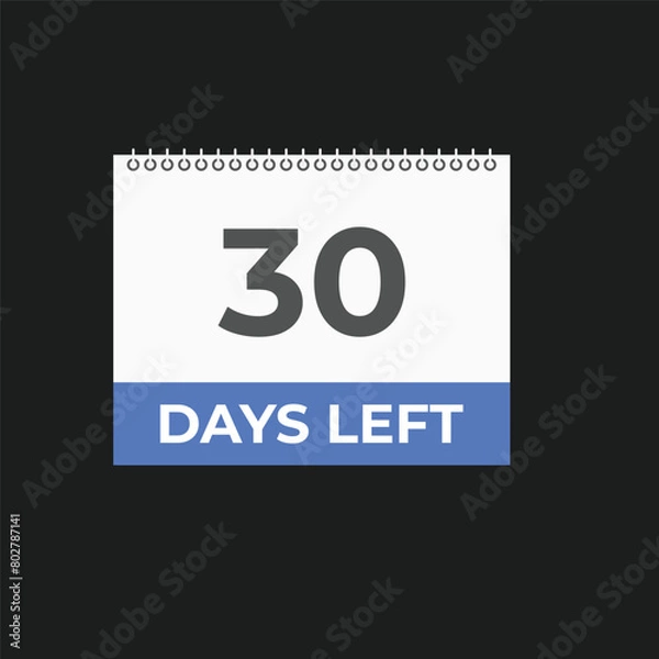 Fototapeta 30 days to go countdown template. 30 day Countdown left days banner design. 30 Days left countdown timer
