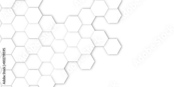Fototapeta White Hexagonal Background. Luxury White Pattern. Vector Illustration. hexagon abstract background. Surface polygon pattern with glowing hexagon paper texture and futuristic business.	
