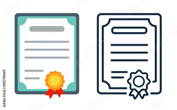 Obraz certificate or diploma isolated icons