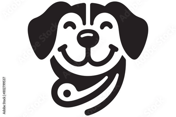 Fototapeta smile dog design black silhouette isolated on white background Vector