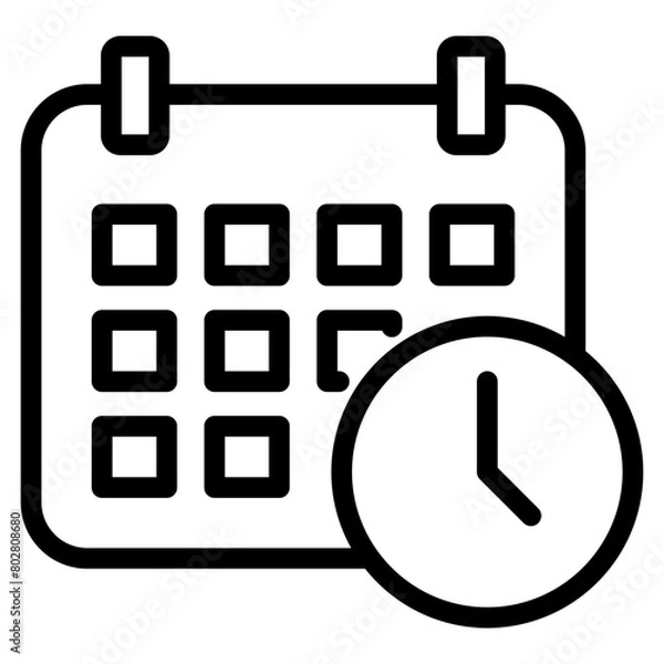 Fototapeta time and date, calenda with clock icon