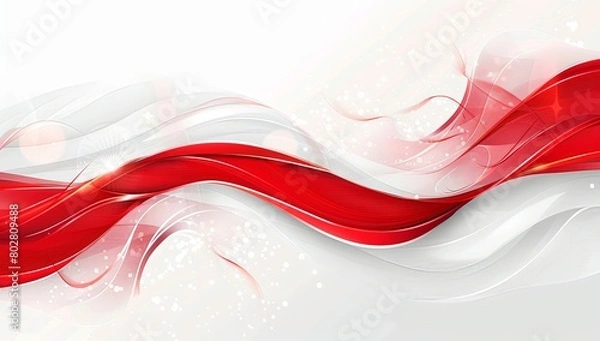 Fototapeta 3D abstract white and red delicate wavy background