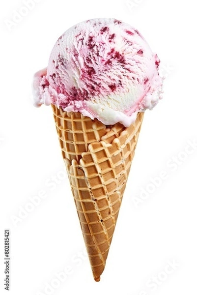 Fototapeta A delicious ice cream cone with a scoop of ice cream. Perfect for summer and dessert concepts