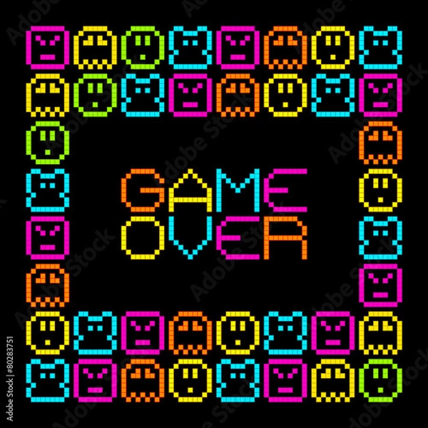Obraz 8-Bit Pixel Retro Arcade Game Over. EPS8 Vector