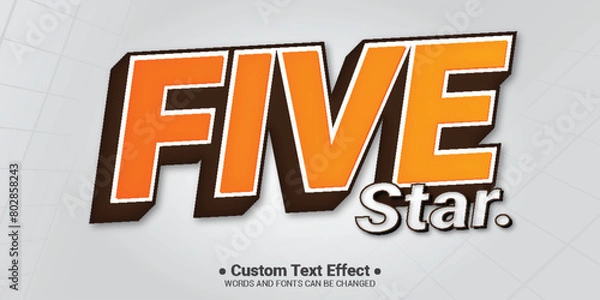 Fototapeta Free vector 3d cartoon number five colourfull text effect editable text style