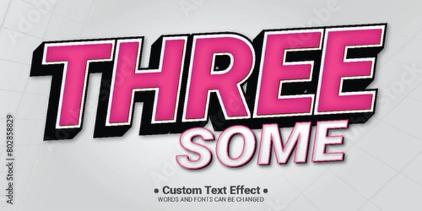 Fototapeta Free vector 3d cartoon number three colourfull text effect editable text style