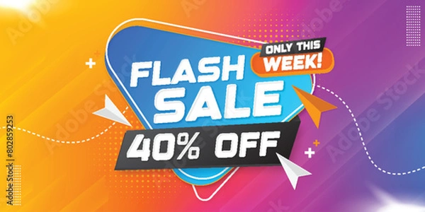 Fototapeta Free vector flash sale promotion banner and background