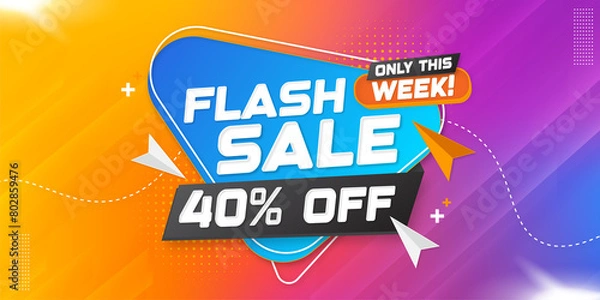 Fototapeta Free vector flash sale promotion banner and background