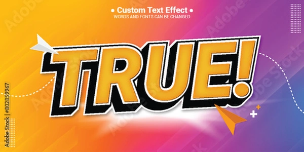 Fototapeta True bold text effect editable modern lettering typography font style