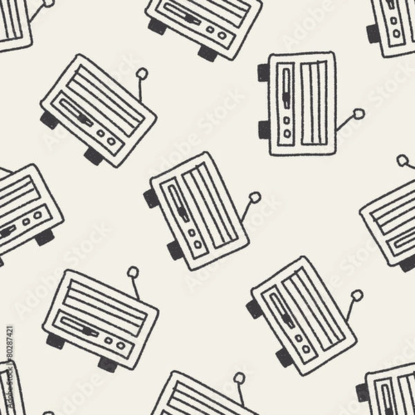 Fototapeta Oven doodle drawing seamless pattern background