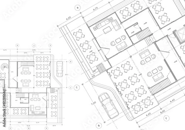 Obraz Write a blueprint architecture for building.