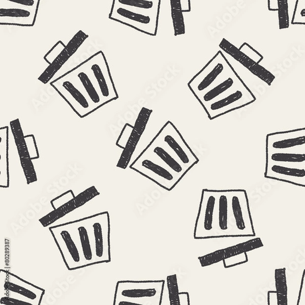 Obraz trash can doodle drawing seamless pattern background