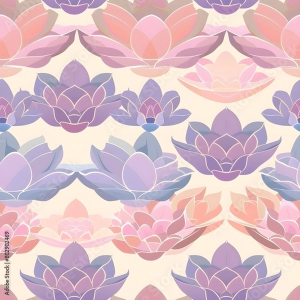 Fototapeta lotus decorative seamless pattern vector