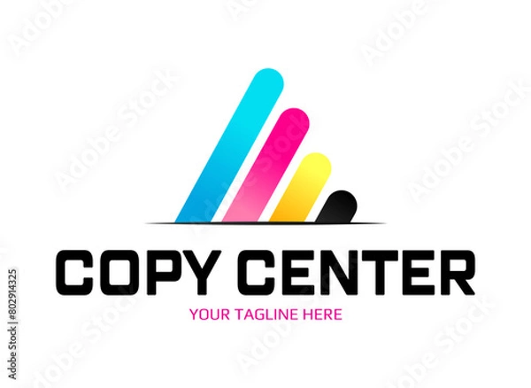 Fototapeta Copy center emblem. Digital print logo design template. Typography modern sign. Polygraphy and print factory. Express press and photocopy.