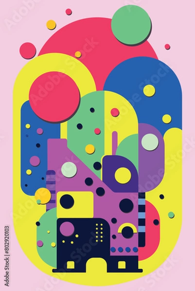Fototapeta trendy bright color background with geometric shapes and figures