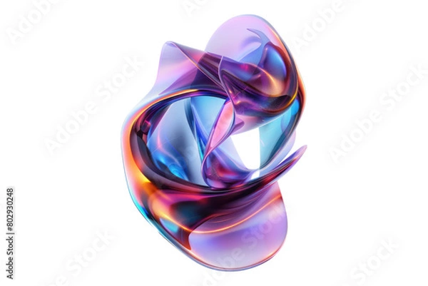 Fototapeta 3d holographic flowing shape isolated on transparent background