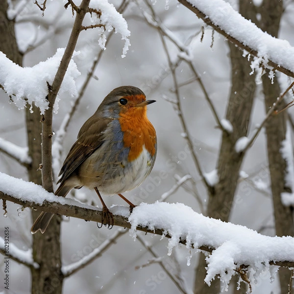 Fototapeta robin on a branch
