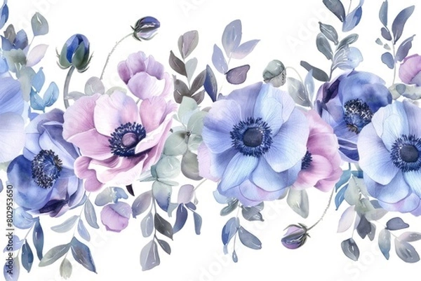 Fototapeta Colorful flowers on a simple background, perfect for various design projects