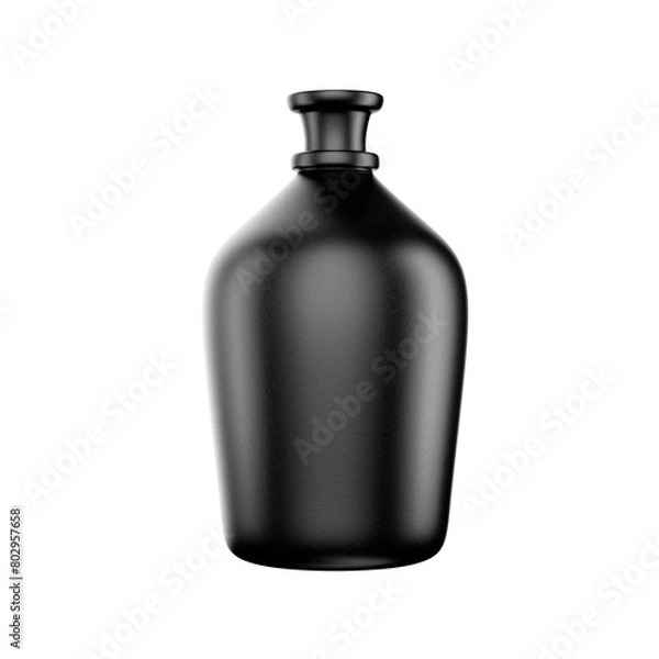 Fototapeta black textured 3d bottle jug container, transparent background