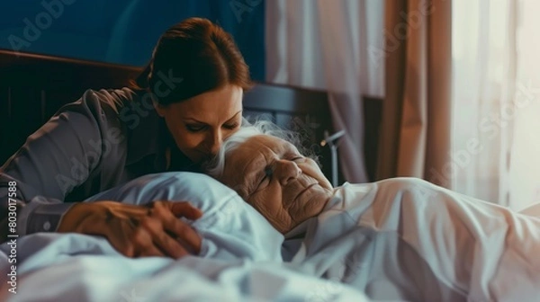 Fototapeta Nurse Comforting Elderly Patient