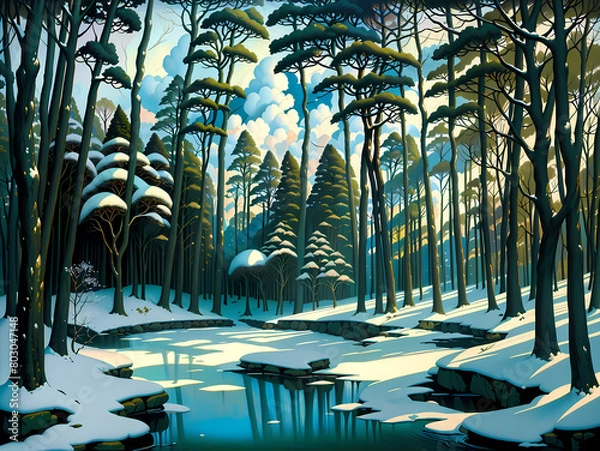 Fototapeta Beautiful winter forest