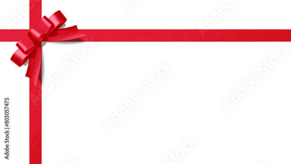 Fototapeta 赤いリボンがおしゃれな、透明背景のキリヌキ素材