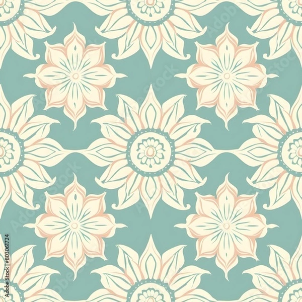 Fototapeta sunflower decorative seamless pattern vector,