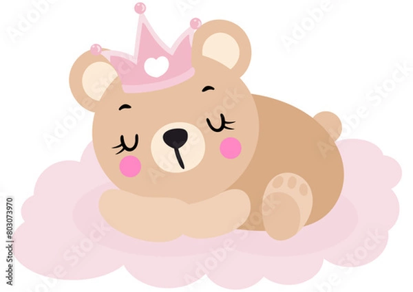 Obraz Cute baby teddy bear princess sleeping