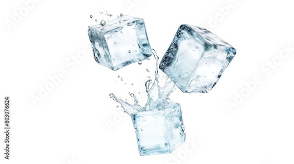 Obraz ice cubes isolated on white background. Transparent background or PNG file. 
