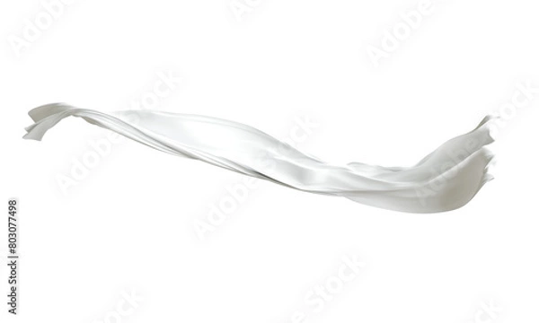 Fototapeta white fabric cloth flowing on wind, wave flying movement, 3d rendering