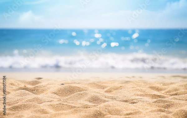 Obraz Panorama of a beautiful white sand beach and turquoise water in Maldives. Holiday summer beach background.. Wave of the sea on the sand beach.