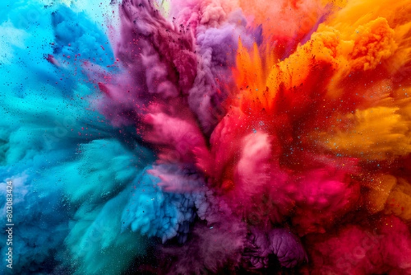 Fototapeta A colorful explosion of smoke and fire