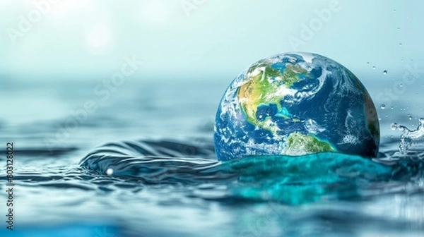 Fototapeta Saving water and world environmental protection concept. Eearth, globe, ecology, nature, planet concepts created by ai