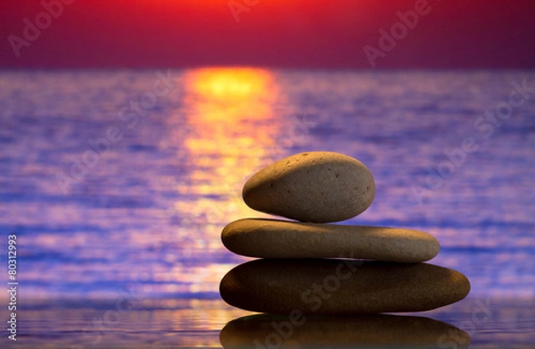 Obraz Spa stones at sunset