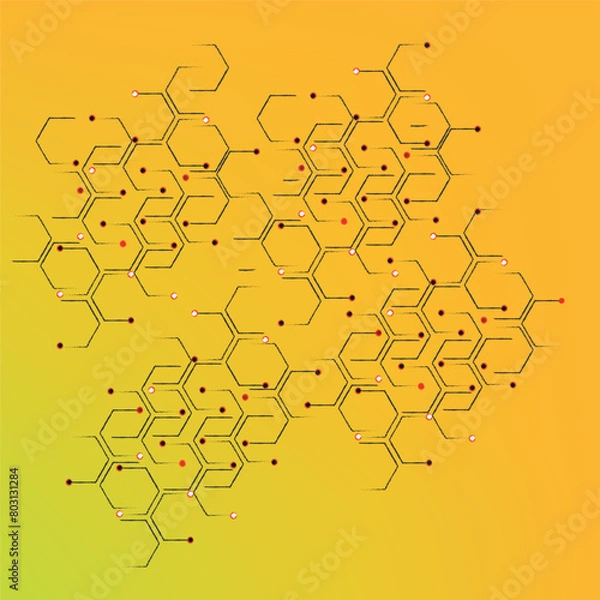 Obraz Abstract geometric yellow technological hexagon background