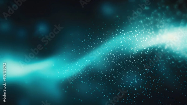 Fototapeta Glowing abstract technology dark background teal blue green black color grainy texture gradient web header banner design, copy space