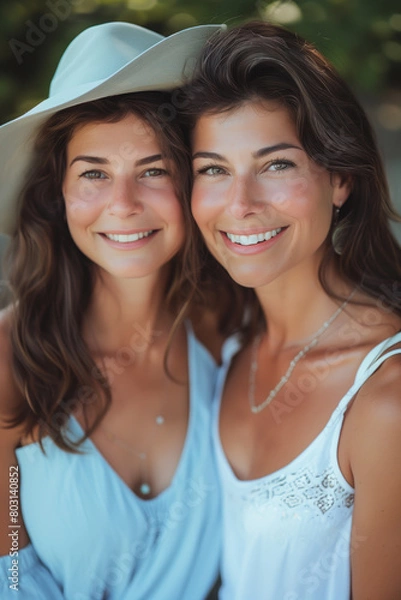 Fototapeta portrait of two midage women