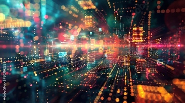 Fototapeta Artistic visualization of modern technology research in a vibrant, abstract style