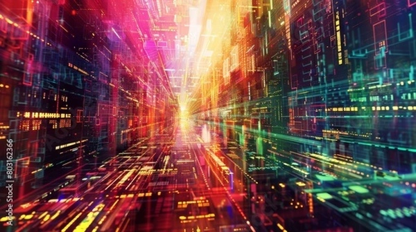 Fototapeta Artistic visualization of modern technology research in a vibrant, abstract style