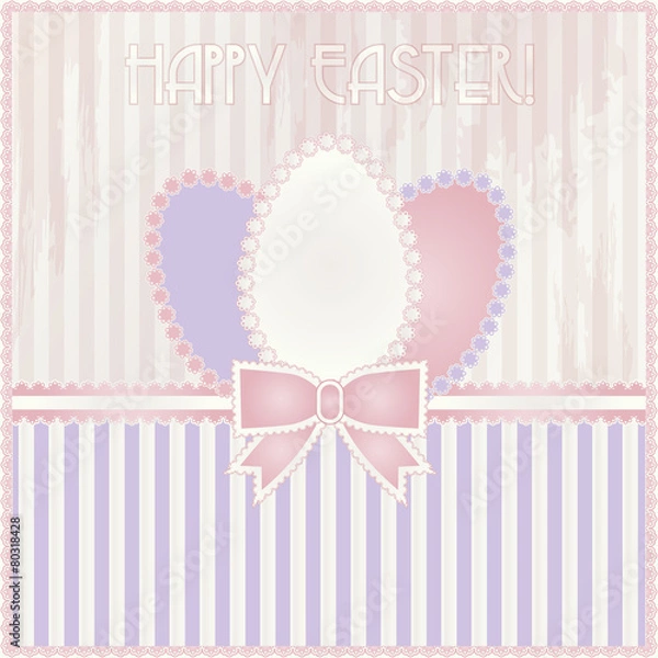 Fototapeta Happy Easter old card, vector illustration