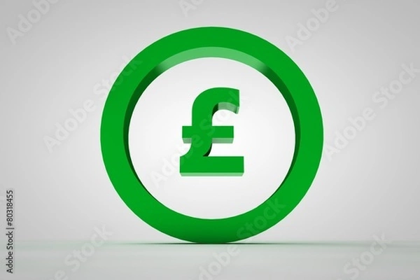 Obraz 3d sign pound in green