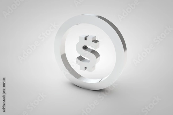 Obraz 3d sign dollar in silver
