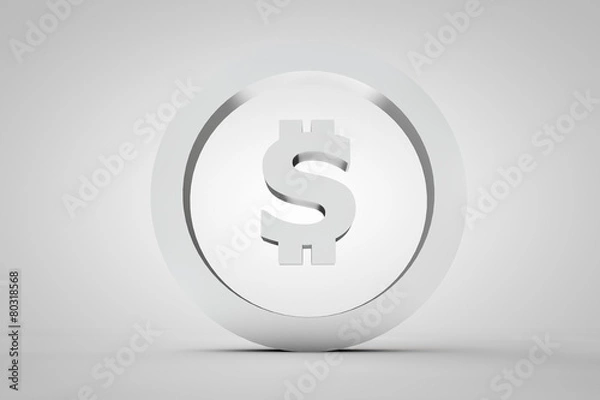 Obraz 3d sign dollar in silver