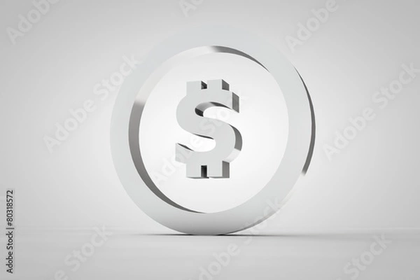 Obraz 3d sign dollar in silver
