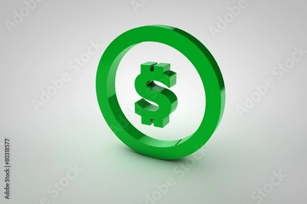 Obraz 3d sign dollar in green
