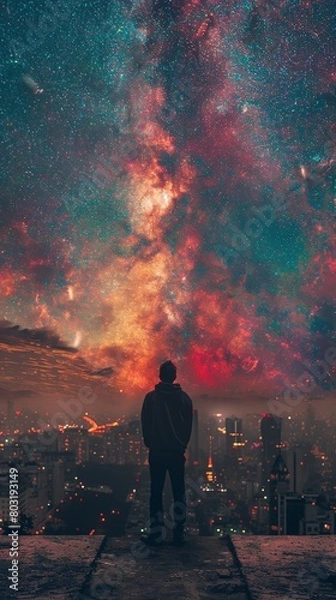 Fototapeta galaxy of Vertical, stock photographic style