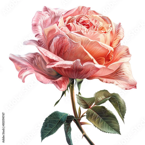 Fototapeta Rose element_hyperrealistic_hyper detailed_isolated on transparent background